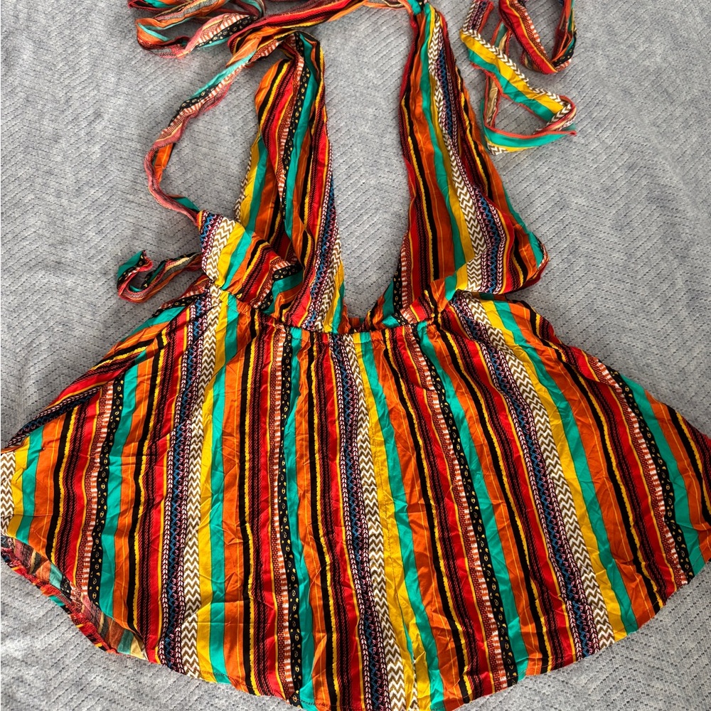 Multi-Way Striped Halter Romper - Size Large